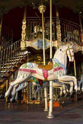 An old carousel and his wooden horse