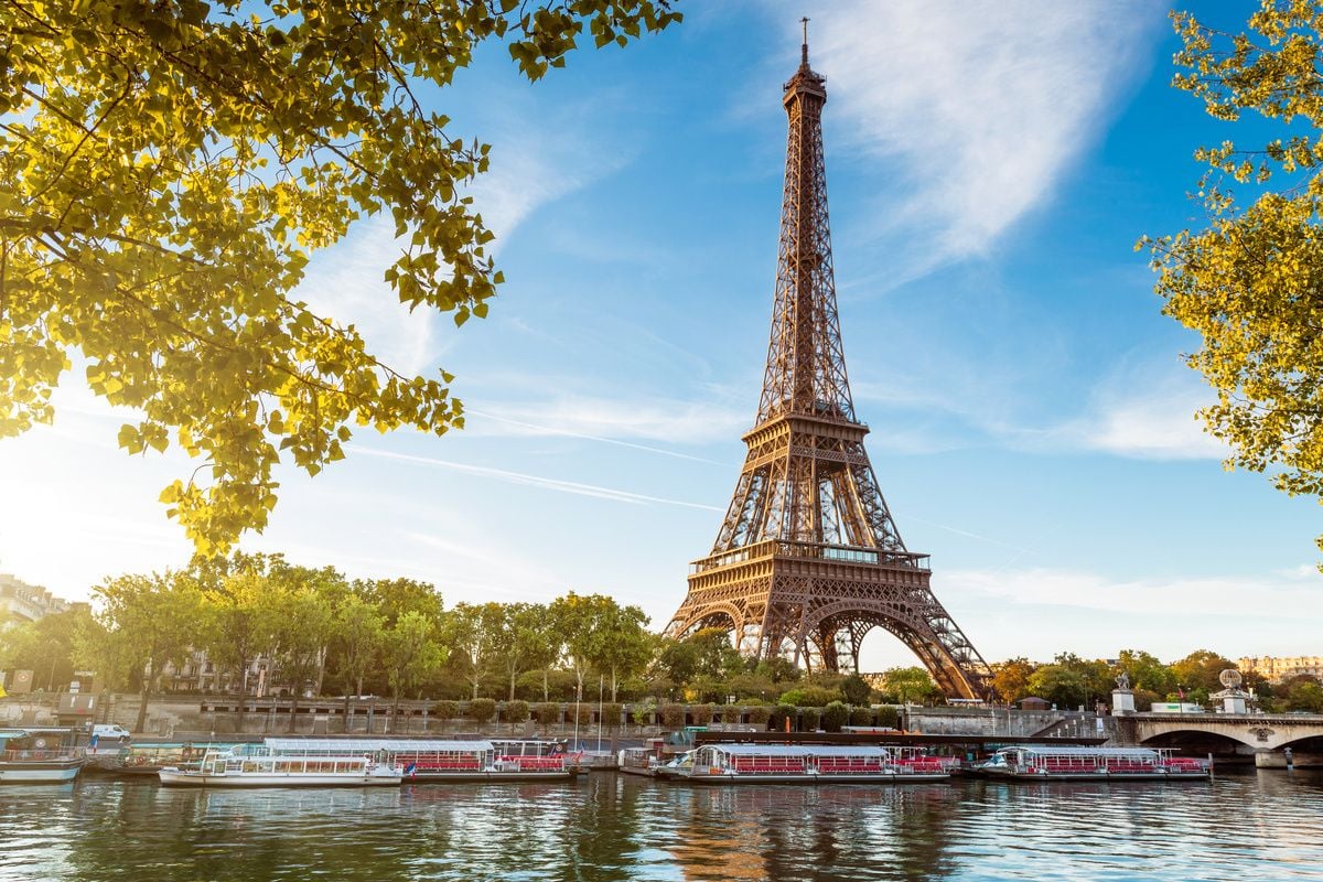 tgv lyria paris the eiffel tower and the seine in summer