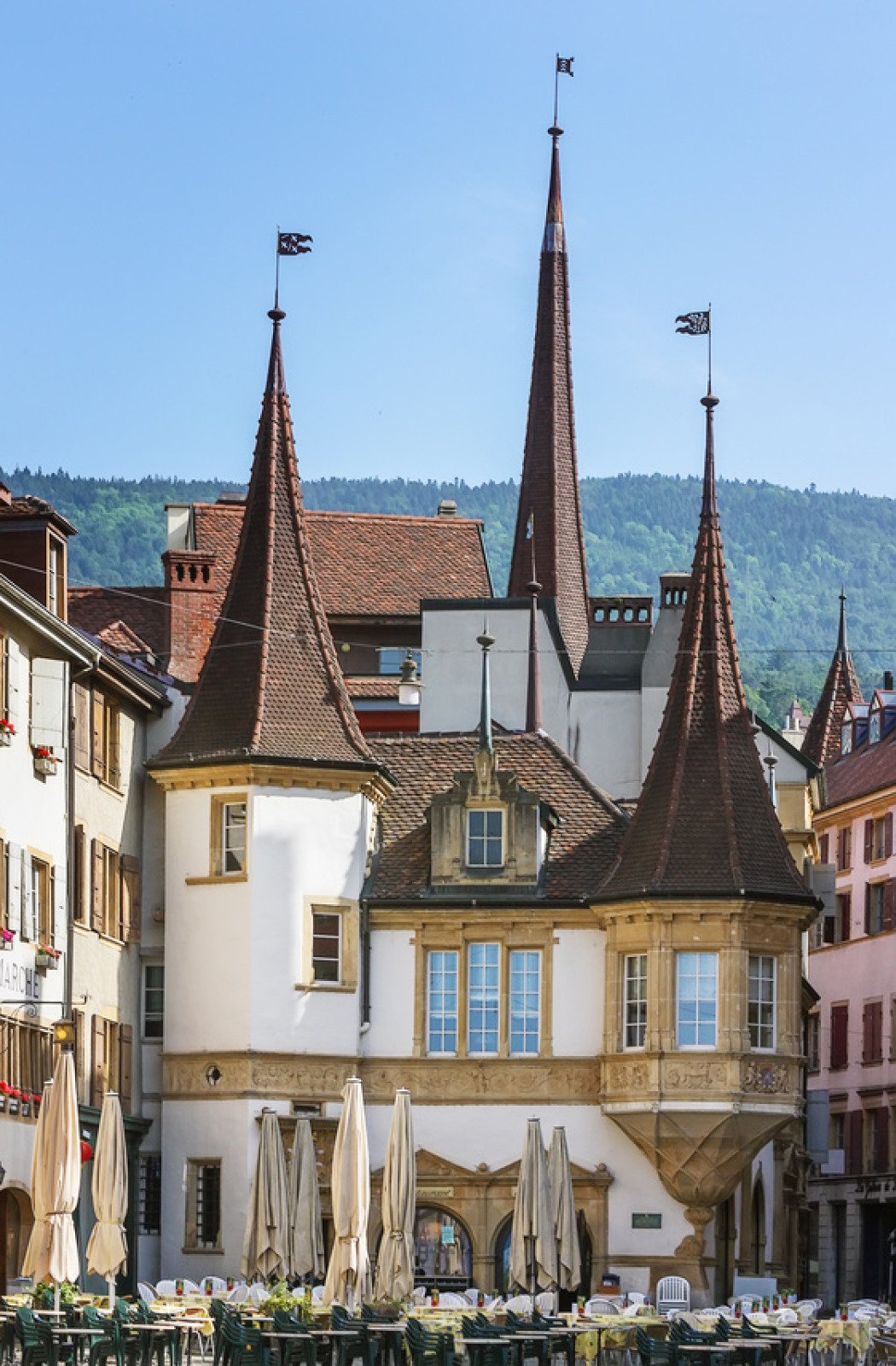 tgv lyria market square in the old town of neuchatel