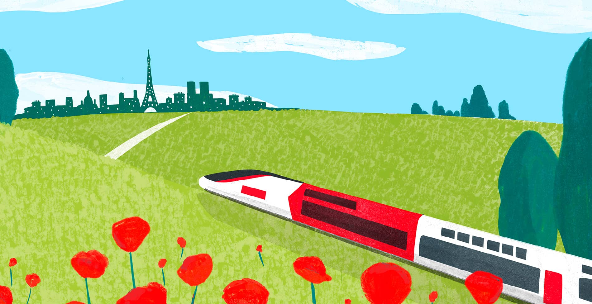 tgv lyria train paris illustration