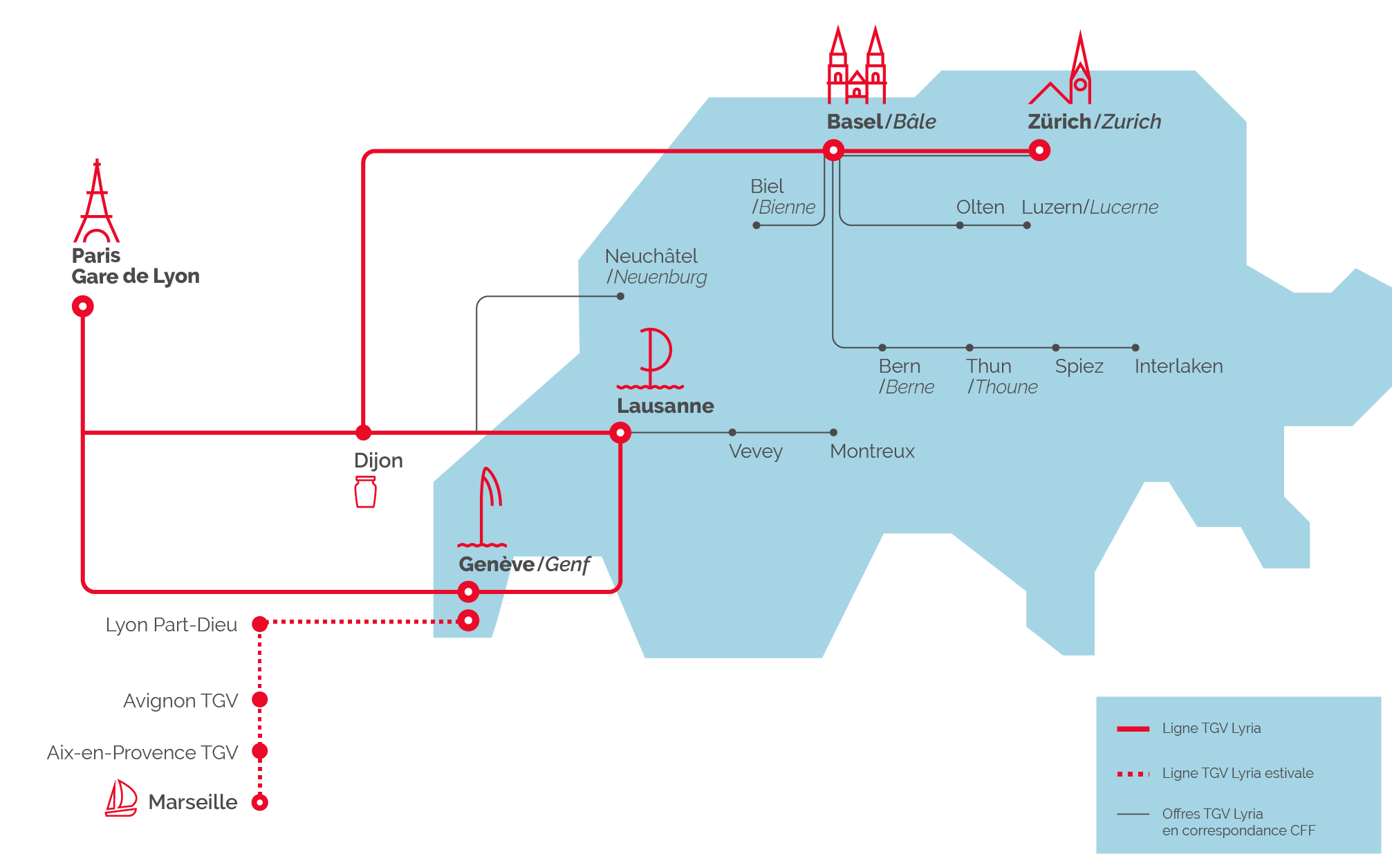 La carte du réseau Lyria 2020