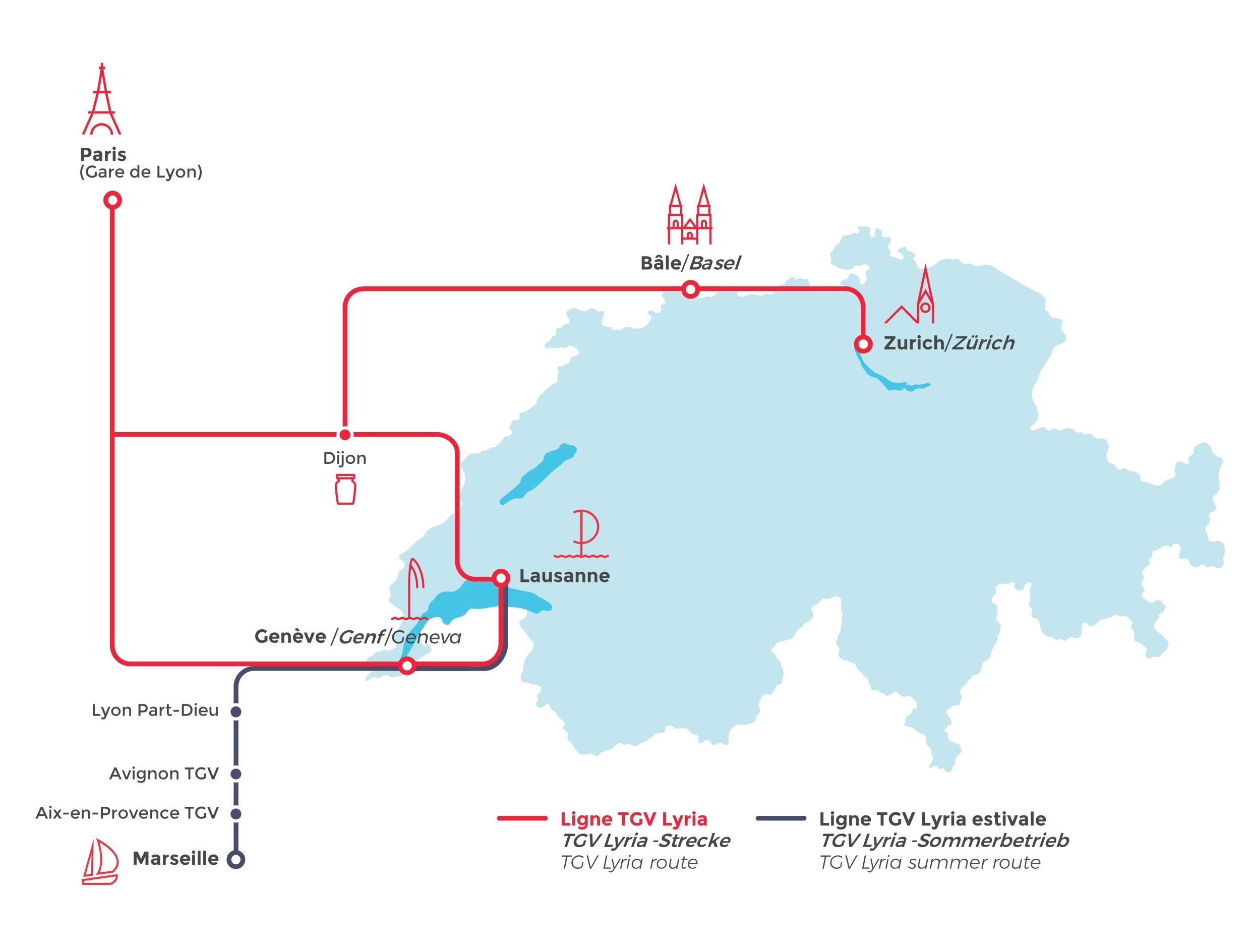 Train map TGV Lyria