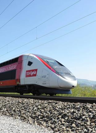 tgv lyria train running autumn spring