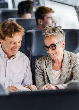 Senior women on train