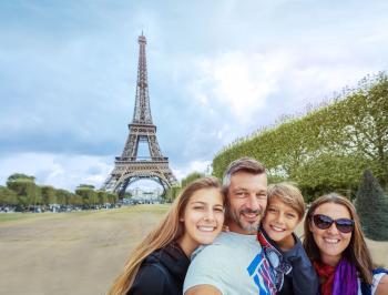TGV Lyria - Paris the Eiffel tower and a family travelling