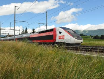 tgv lyria train in the fields