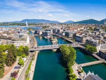 tgv  lyria aerial view leman lake geneva