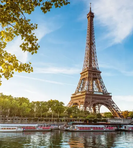 tgv lyria paris the eiffel tower and the seine in summer