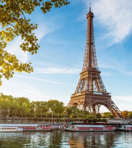 tgv lyria paris the eiffel tower and the seine in summer