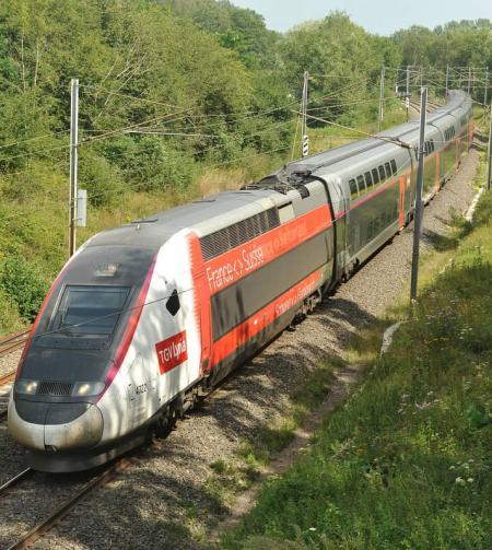 TGV Lyria - running train in the woods