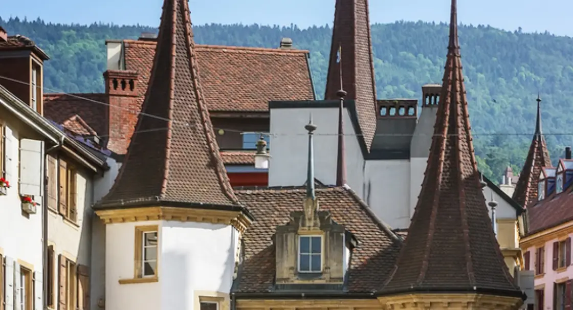 tgv lyria market square in the old town of neuchatel