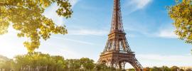 TGV Lyria - Paris the Eiffel tower and the Seine in summer